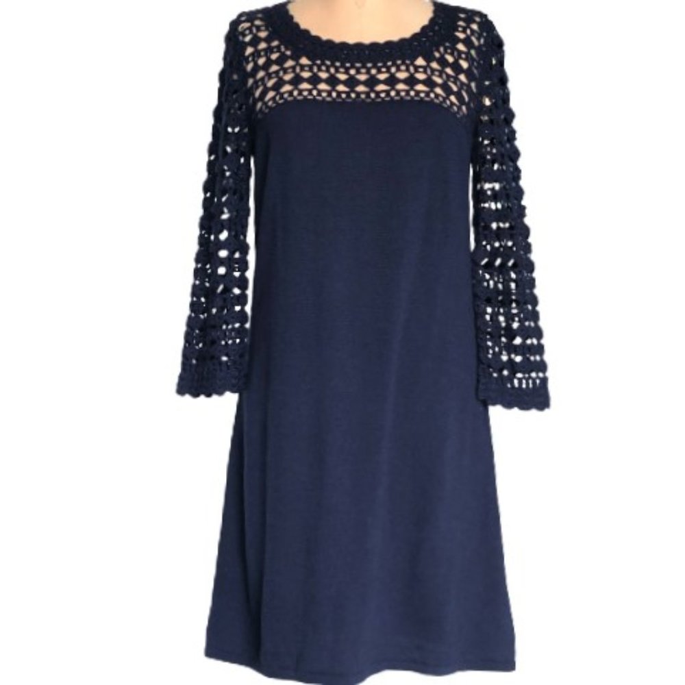 🌸host pick🌸 Lilly Pulitzer Karina merino wool sweater dress, crochet sleeves - Picture 1 of 16